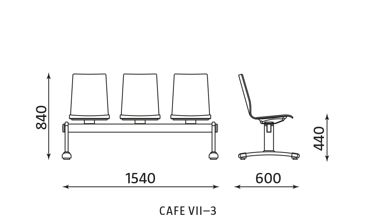 Wymiary ławki Cafe VII-3
